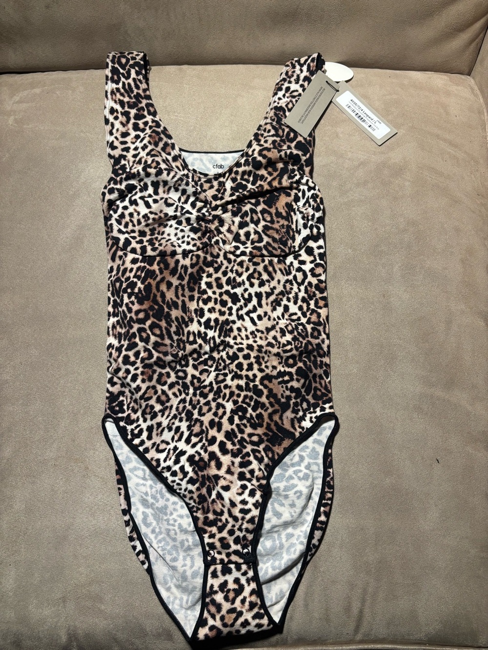 NWT cfab Leopard Sculpting Shapewear Bodysuit Size L Strong Compression